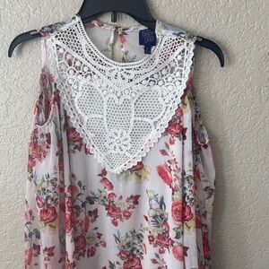 Disney Floral long sleeve Blouse - White and Red
